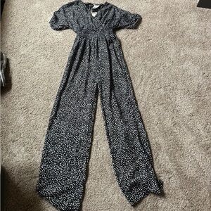 Women's Black and White Polka Dot Jumpsuit
